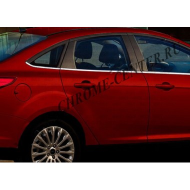 Нижние молдинги стекол (нерж.сталь, 6 частей) Hyundai Solaris (2011-) бренд – Omtec (Omsaline) главное фото