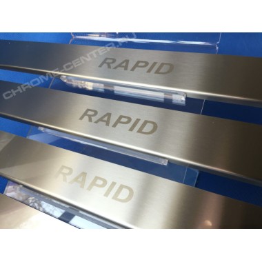 Накладки на пороги (4 шт) Skoda Rapid (2012-) бренд –  главное фото