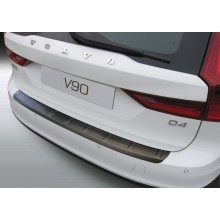 Накладка на задний бампер (черный пластик) Volvo V90 (2016-)