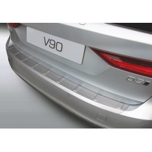 Накладка на задний бампер (серебристый пластик) Volvo V90 (2016-)